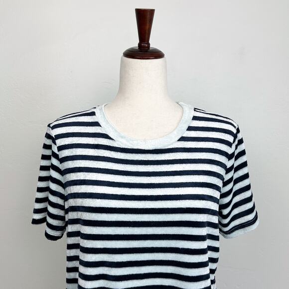 Stateside Blue Stripe Velour Crewneck T-Shirt - Picture 2 of 9